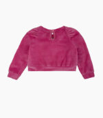 Girls' Magenta Bow Sequin Velour Top & Flare Pants 2-Piece Set - Image 3
